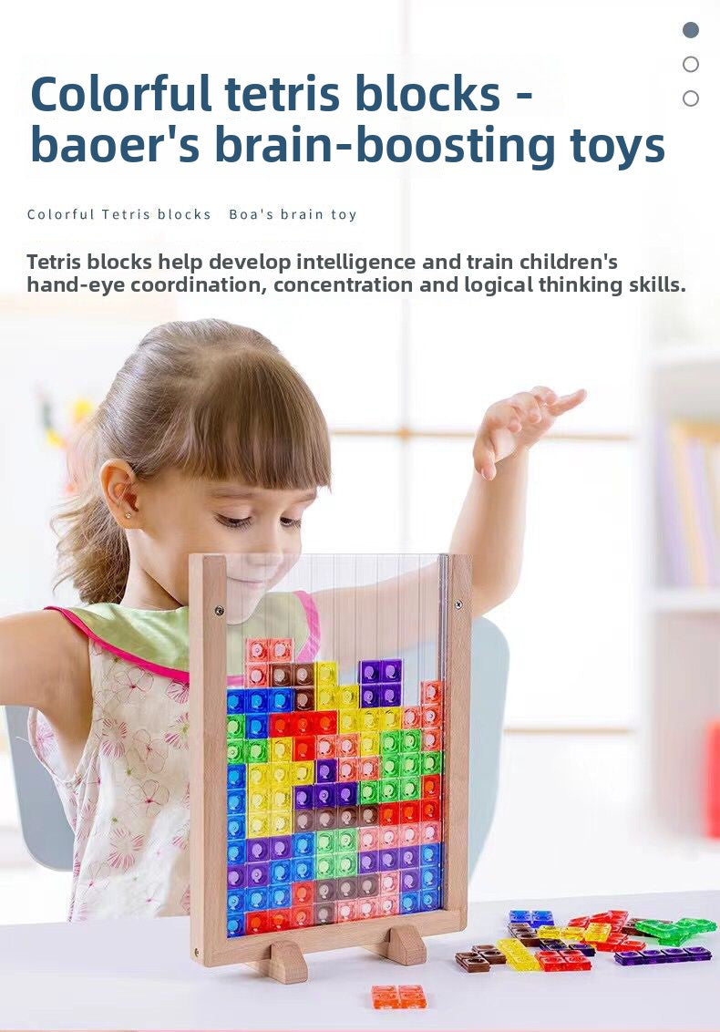 Beech Wood Tetris Puzzle Blocks for Kids