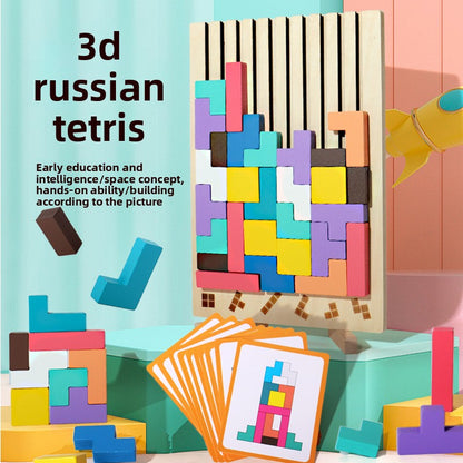 Beech Wood Tetris Puzzle Blocks for Kids