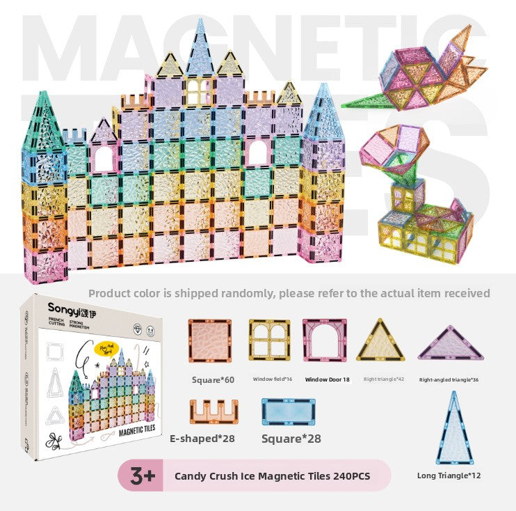 Magnetic Building Blocks Educational Toy Sparkling Crushed Ice Design