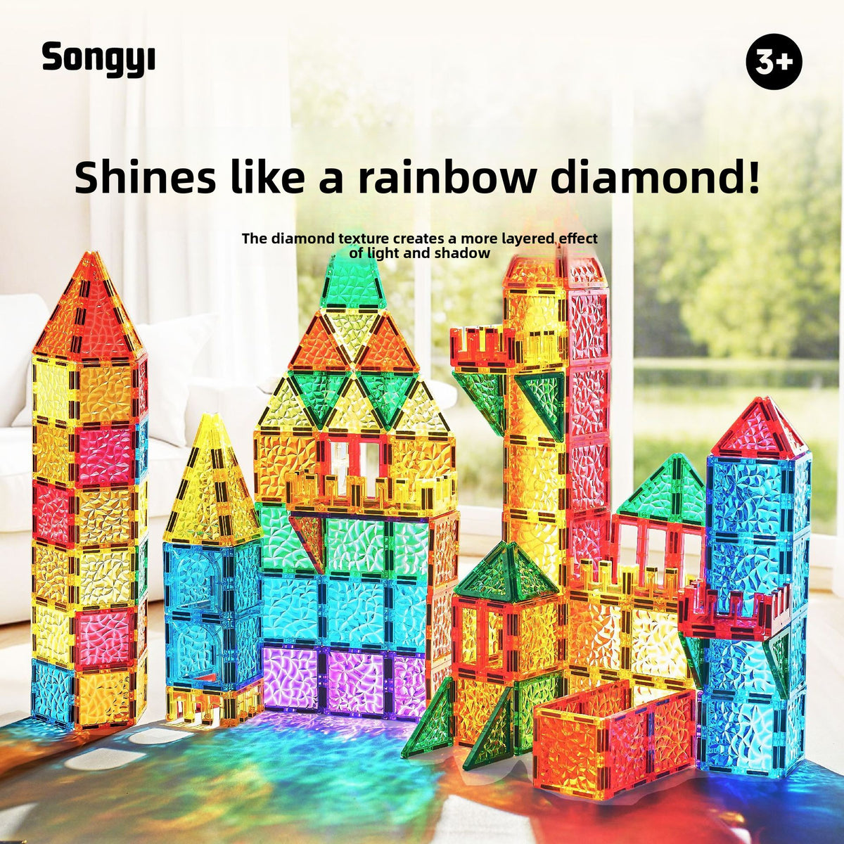 Magnetic Building Blocks Educational Toy Sparkling Crushed Ice Design
