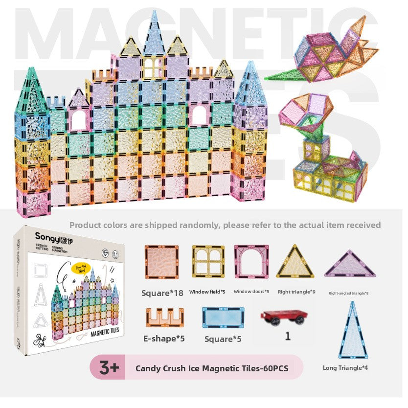 Magnetic Building Blocks Educational Toy Sparkling Crushed Ice Design