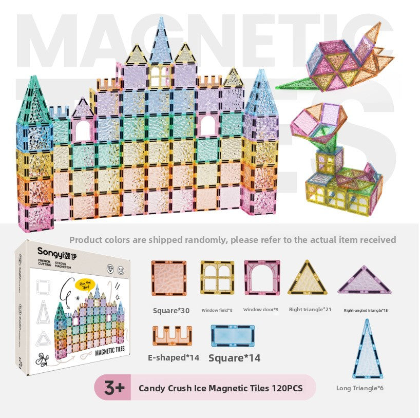Magnetic Building Blocks Educational Toy Sparkling Crushed Ice Design